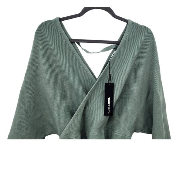New NWT Plus Size Annabelle Sweater Mini Dress - Sage Size 3X Fashion Nova - Picture 8 of 10